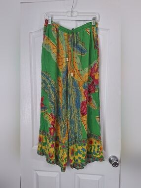 Cynthia Rowley Green Tropical Wide Leg Pants